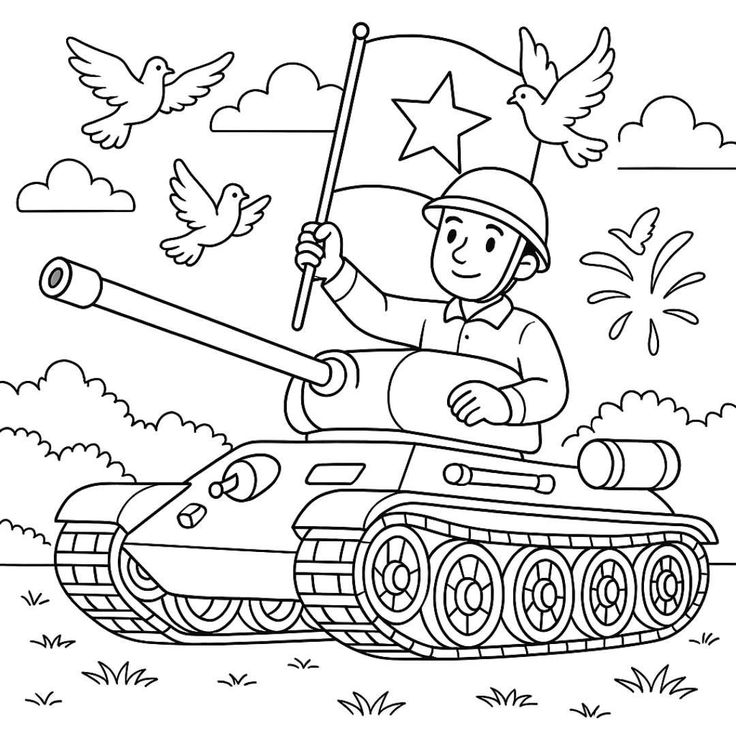 Tranh tô màu xe tăng 6