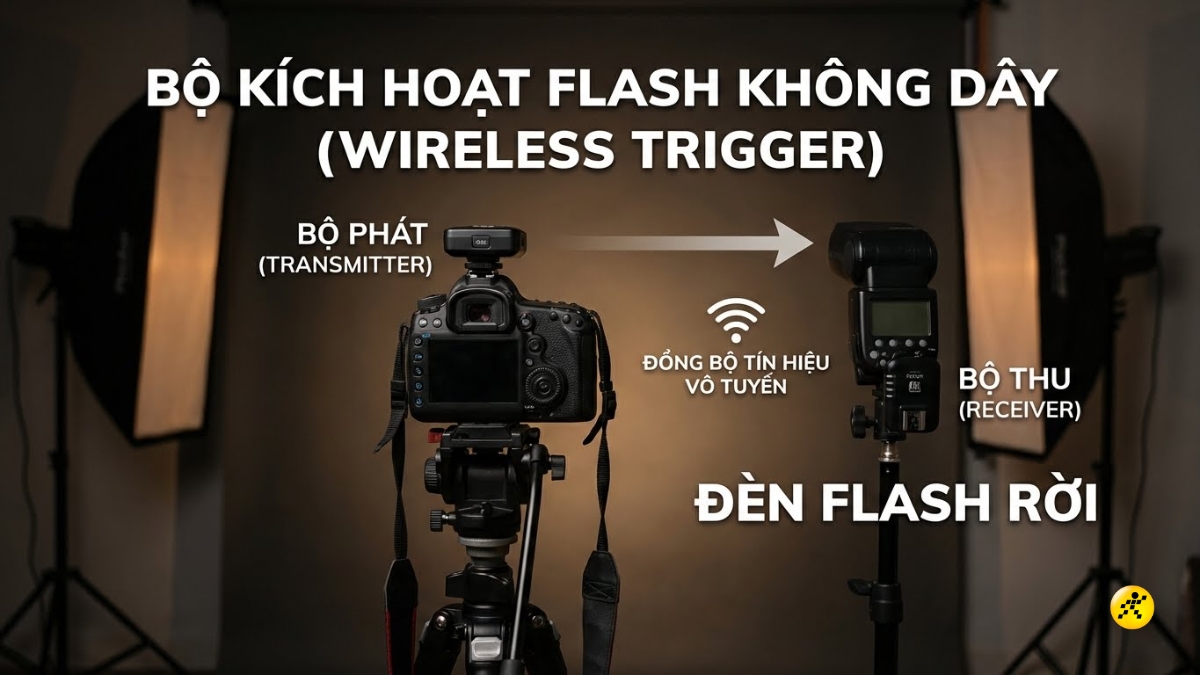 Trigger máy ảnh là thiết bị không dây kết nối máy ảnh với đèn flash rời Trigger máy ảnh là thiết bị không dây kết nối máy ảnh với đèn flash rời