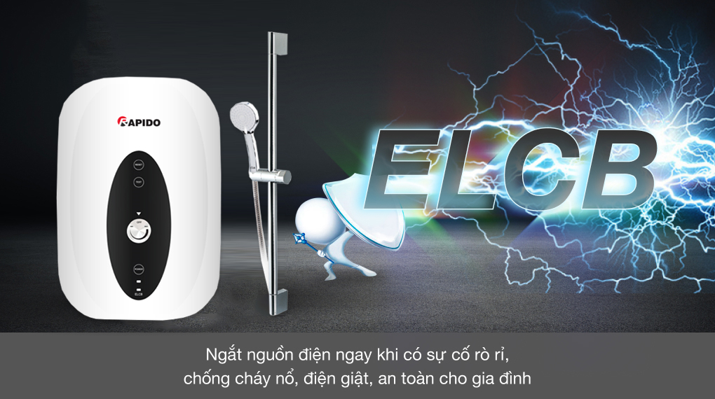 Máy nước nóng trực tiếp Rapido SONNE SN4.5 thiết kế hiện đại tích hợp cầu dao ELCB Máy nước nóng trực tiếp Rapido SONNE SN4.5 thiết kế hiện đại tích hợp cầu dao ELCB