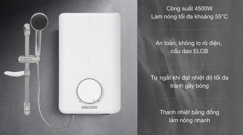 Máy nước nóng trực tiếp Stiebel Eltron 4500W DE 45 EC tiêu chuẩn kỹ thuật Đức vận hành chính xác bền bỉ