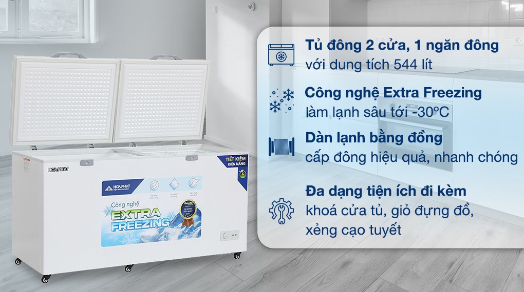 Tủ đông Hòa Phát 544 lít HPF AD6544 1 ngăn đông chuyên dụng cho khả năng làm lạnh nhanh và sâu bền bỉ