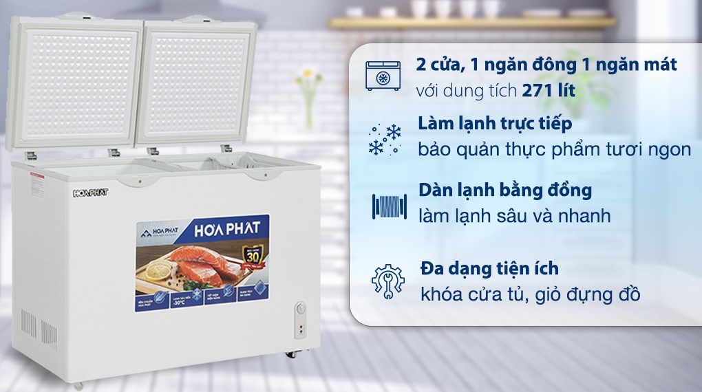 Tủ đông Hòa Phát 271 Lít HPF BD6271 2 ngăn độc lập tích hợp chế độ đông và mát linh hoạt phù hợp mọi gia đình