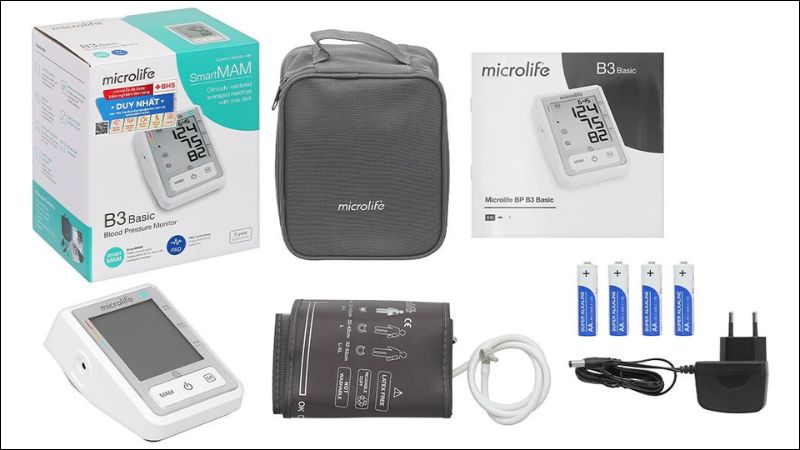 Bộ sản phẩm m&aacute;y đo huyết &aacute;p Microlife B3 Basic
