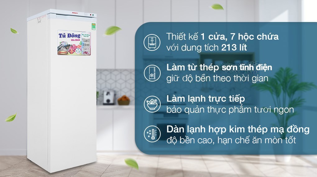 Tủ đông đứng Sanaky 213 lít TD.VH230VD thiết kế sang trọng giúp tối ưu diện tích trưng bày hàng hóa