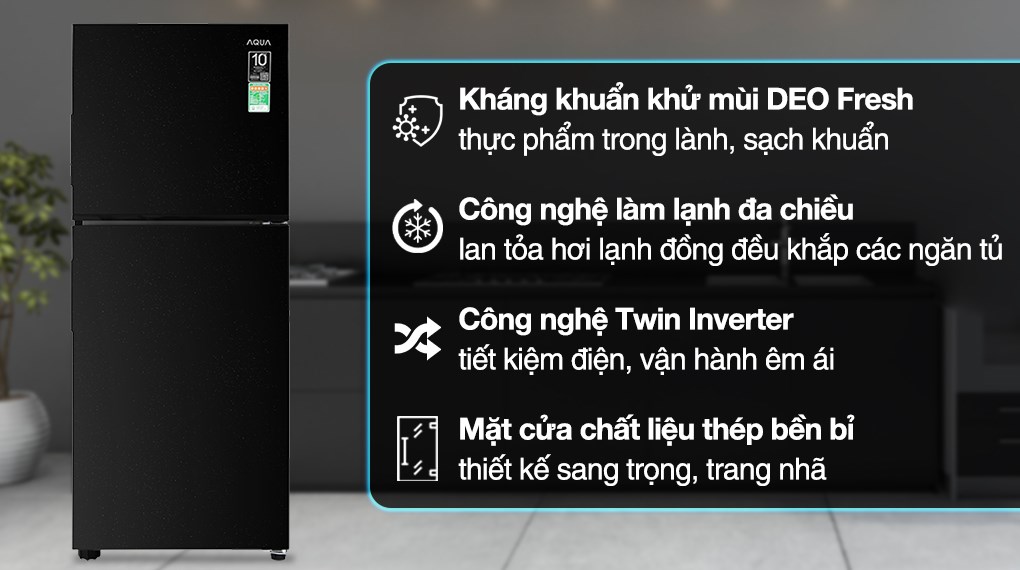Tủ lạnh Aqua Inverter 189 lít AQR-T220FA(FB) công nghệ Twin Inverter và DEO Fresh