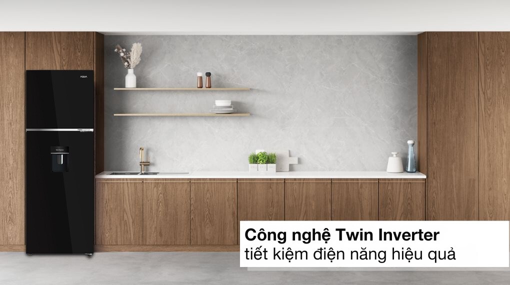 Tủ lạnh ngăn đá trên Aqua Inverter 328 lít AQR-T380FA(WGB) mặt gương mờ Twin Inverter
