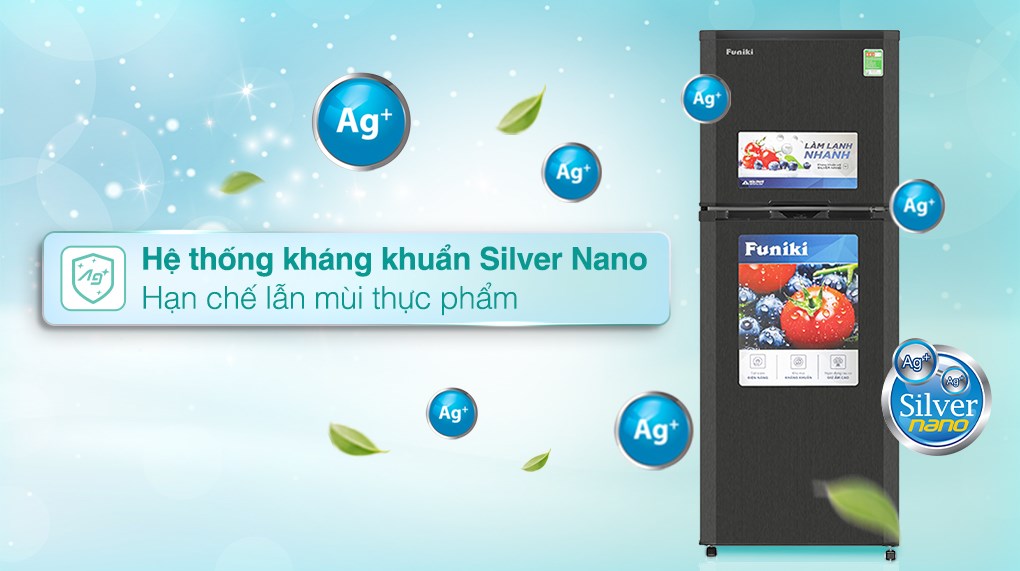Tủ lạnh Funiki 209 lít HR T6209TDG sản xuất tại Việt Nam công nghệ Silver Nano bền bỉ