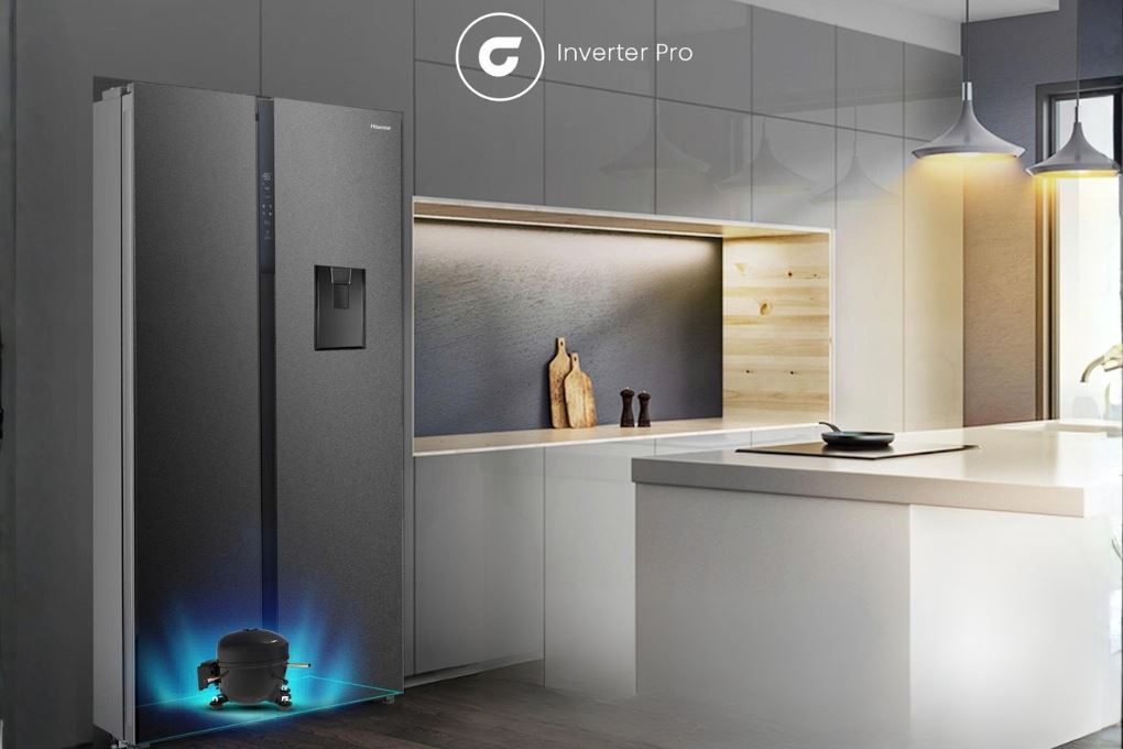 Tủ lạnh Hisense Inverter 550 lít Side By Side RS708N4EBND lấy nước ngoài công nghệ Inverter Pro và Multi Air Flow