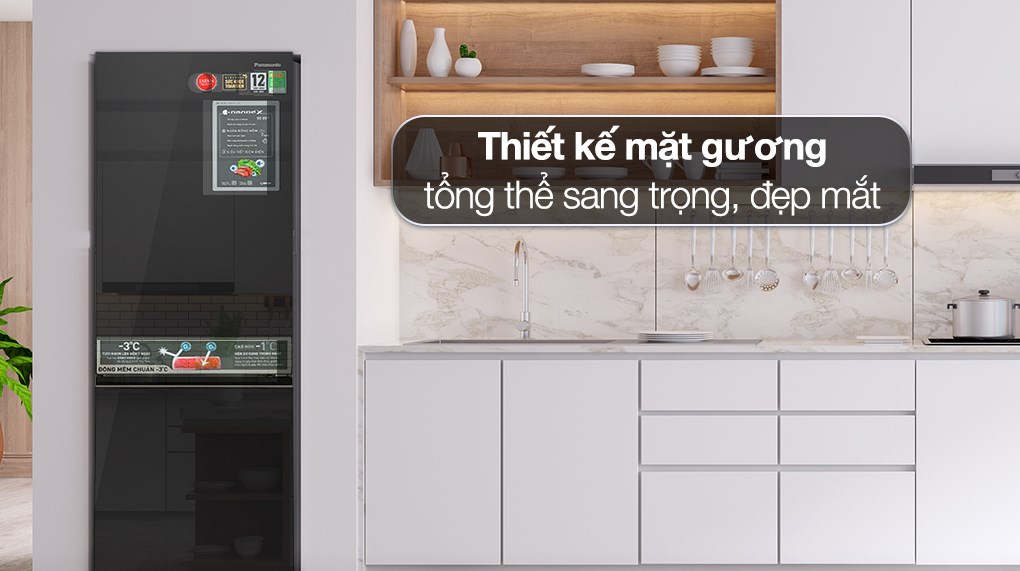 Tủ lạnh Panasonic ngăn đá dưới 325 lít NR-BC361VGMV mặt gương Inverter tiết kiệm điện Tủ lạnh Panasonic ngăn đá dưới 325 lít NR-BC361VGMV mặt gương Inverter tiết kiệm điện