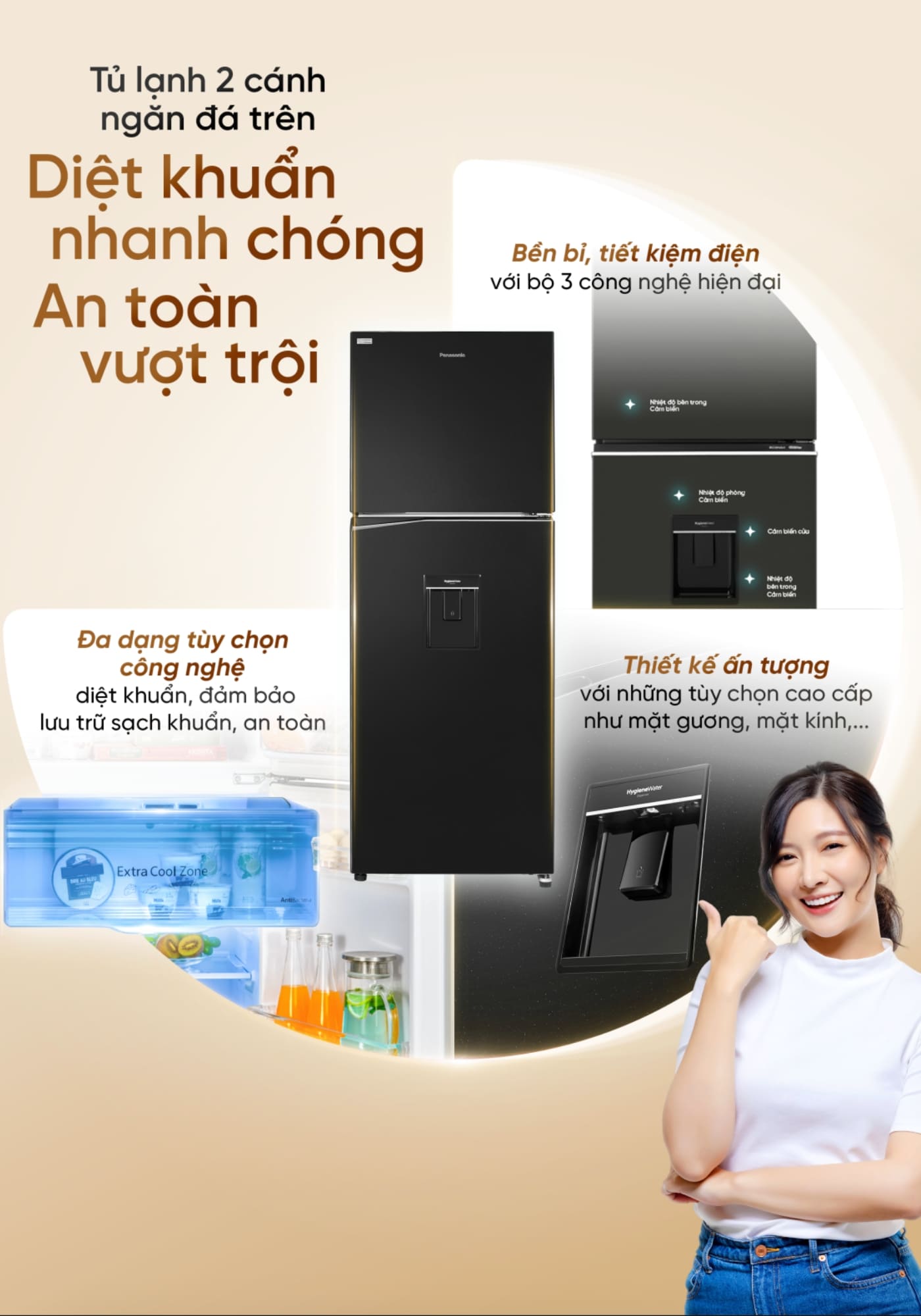 Dòng tủ lạnh Panasonic 2 cánh ngăn đá trên 2026