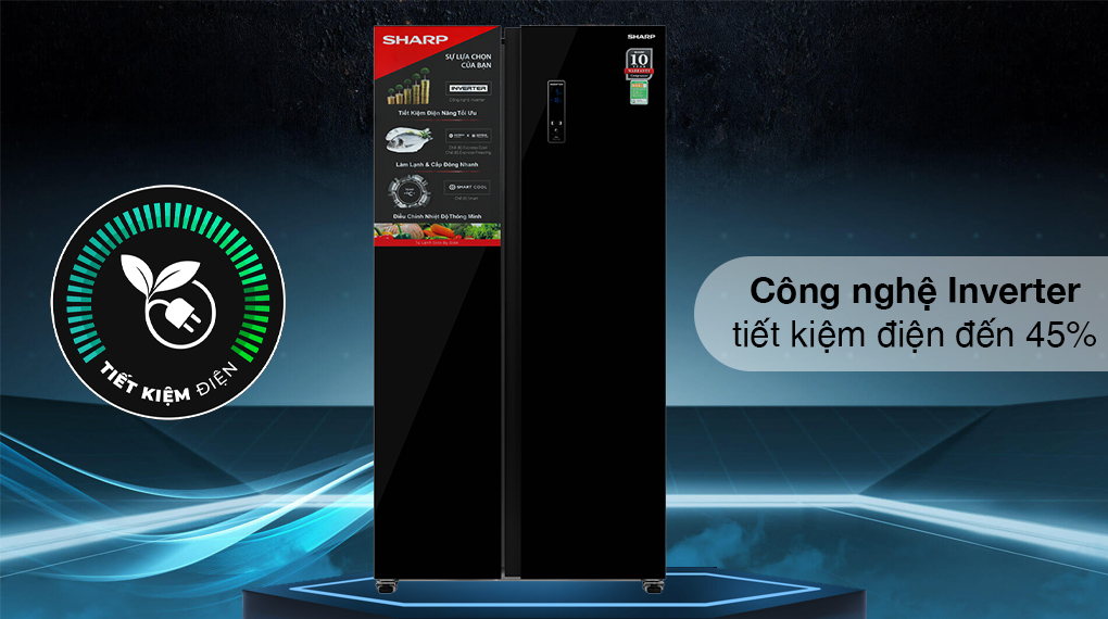 Tủ lạnh Sharp Inverter 442 lít Side By Side SJ-SBX440VG-BK dung tích lớn thiết kế sang trọng công nghệ J-Tech Inverter Tủ lạnh Sharp Inverter 442 lít Side By Side SJ-SBX440VG-BK dung tích lớn thiết kế sang trọng công nghệ J-Tech Inverter