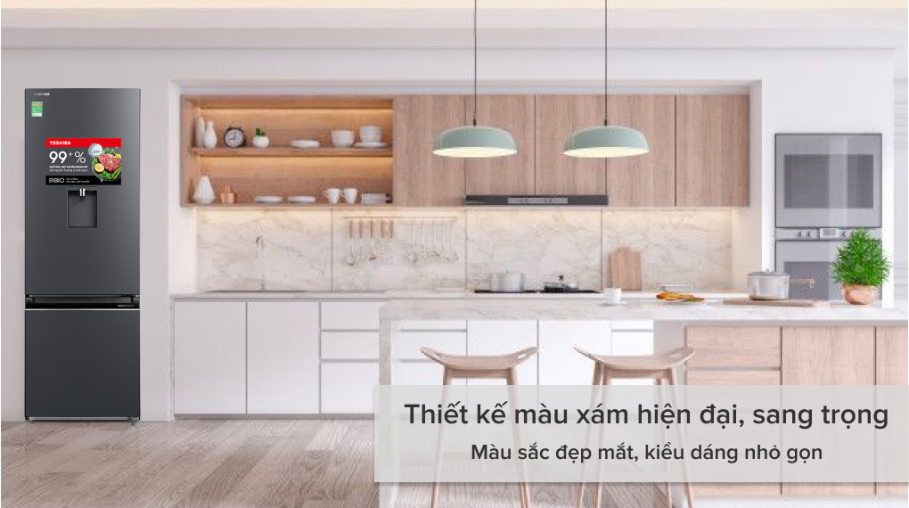 Tủ lạnh Toshiba Inverter 322 lít GR-RB405WE-PMV(06)-MG ngăn đá dưới thiết kế hiện đại