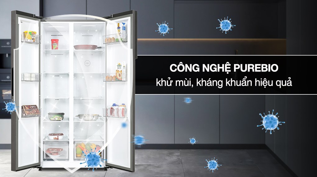 Tủ lạnh Toshiba Inverter 460 lít Side By Side GR-RS600WI-PMV(37)-SG công nghệ khử mùi Pure Bio