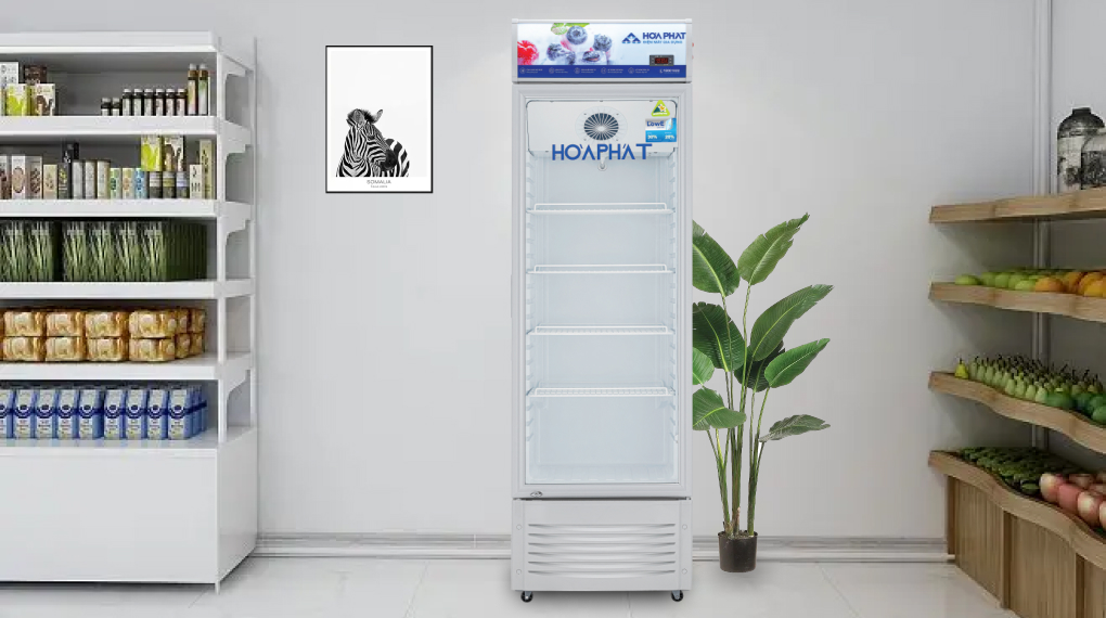 Tủ mát đứng Hòa Phát HSR D6280 dung tích 280 lít lòng tủ nhựa kháng khuẩn và sấy kính hơi nóng