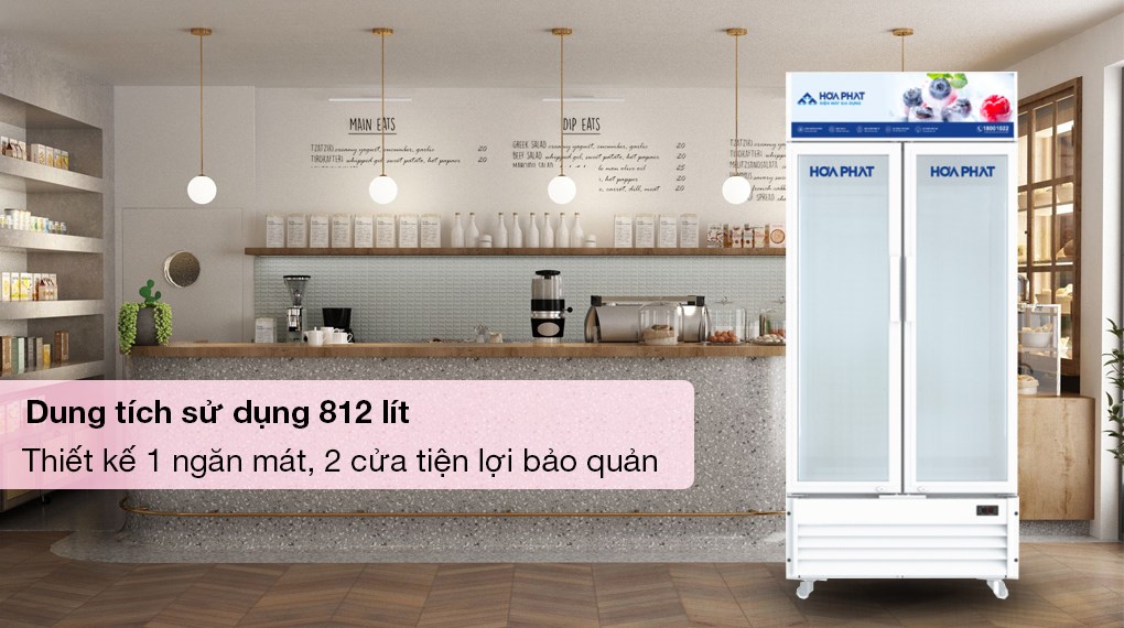 Tủ mát Hòa Phát 812 lít HSR D6812 1 ngăn mát thông suốt bảo quản nước giải khát và thực phẩm tươi