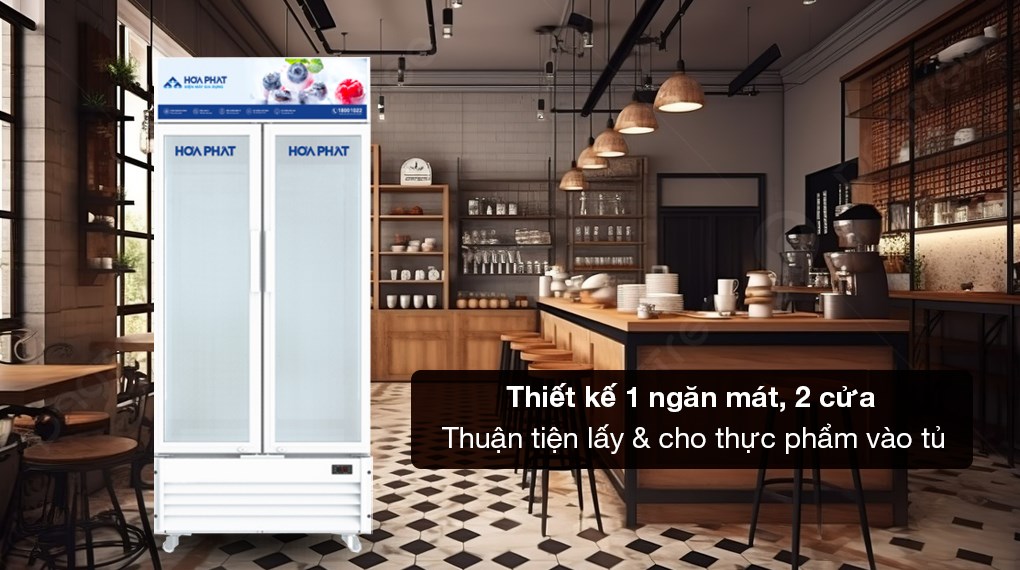 Tủ mát 2 cánh Hòa Phát Inverter 723 lít HSR D8723 mặt kính trong suốt hỗ trợ trưng bày hàng hóa chuyên nghiệp