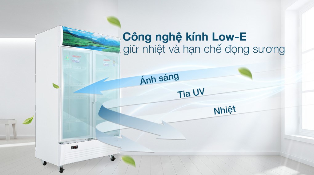 Tủ mát Sanaky 1100 lít VH-1209HP trang bị kính Low-E chống đọng sương và lớp cách nhiệt Polyurethane dày