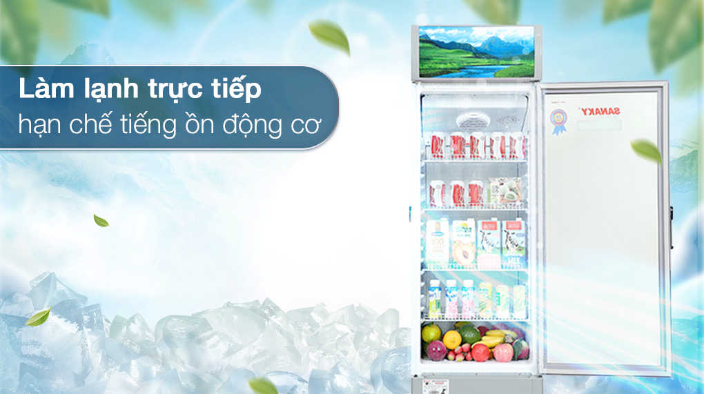 Tủ mát Sanaky 200 lít TM.VH258KL thiết kế đứng nhỏ gọn tiết kiệm 40% điện năng