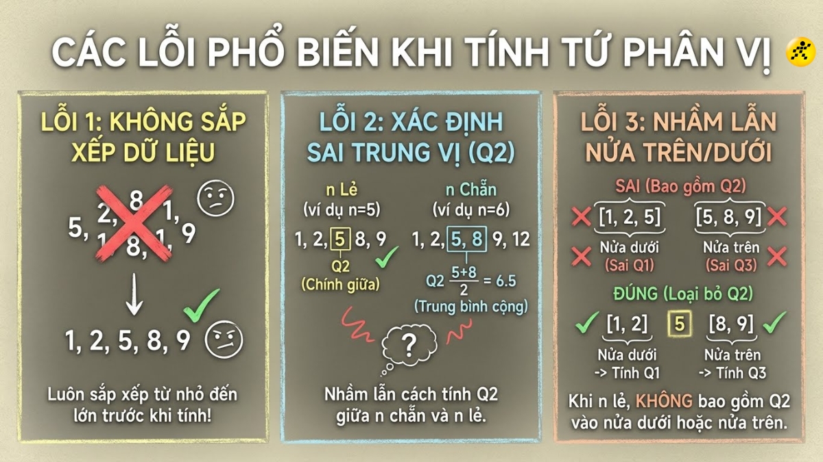 Những lỗi sai thường gặp khi t&iacute;nh tứ ph&acirc;n vị