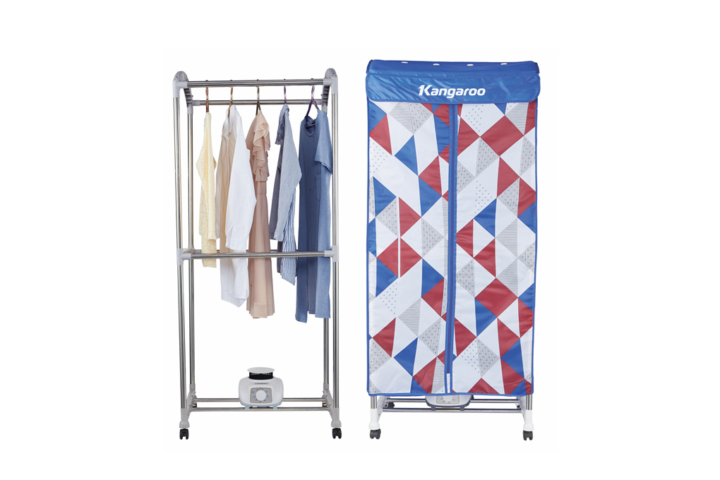 Tủ sấy quần áo Kangaroo KG310 công nghệ sấy PTC chống nhăn và bánh xe di chuyển linh hoạt