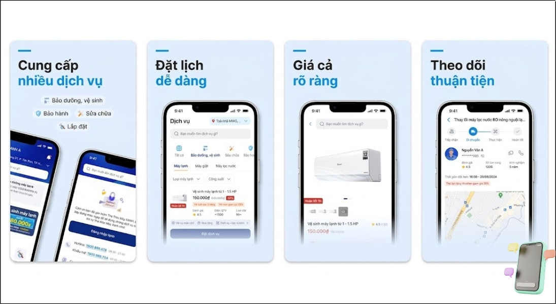 Ứng dụng Điện máy XANH giúp quý khách hàng chủ động quản lý trọn gói mọi nhu cầu từ: Giao hàng, Lắp đặt đến Bảo trì và Sửa chữa các thiết bị gia dụng