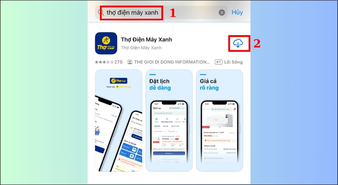 Cách tải ứng dụng Thợ Điện máy XANH