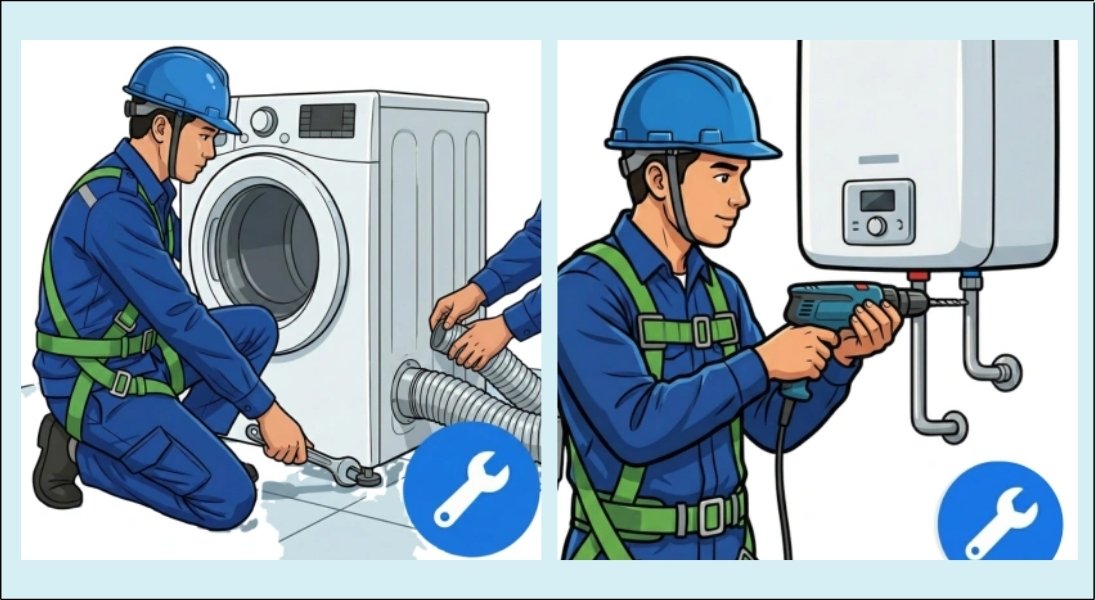 Thợ Điện máy XANH mang đến nhiều dịch vụ lắp đặt như lắp đặt máy giặt, máy nước nóng, máy lạnh,...