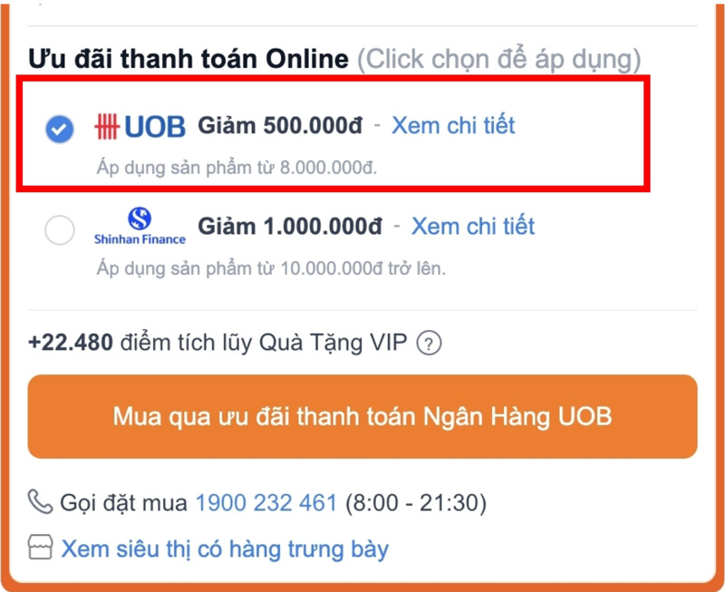 Ưu đ&atilde;i UOB tại Điện m&aacute;y XANH: Giảm ngay 500.000đ cho đơn từ 8 triệu khi thanh to&aacute;n online bằng thẻ UOB