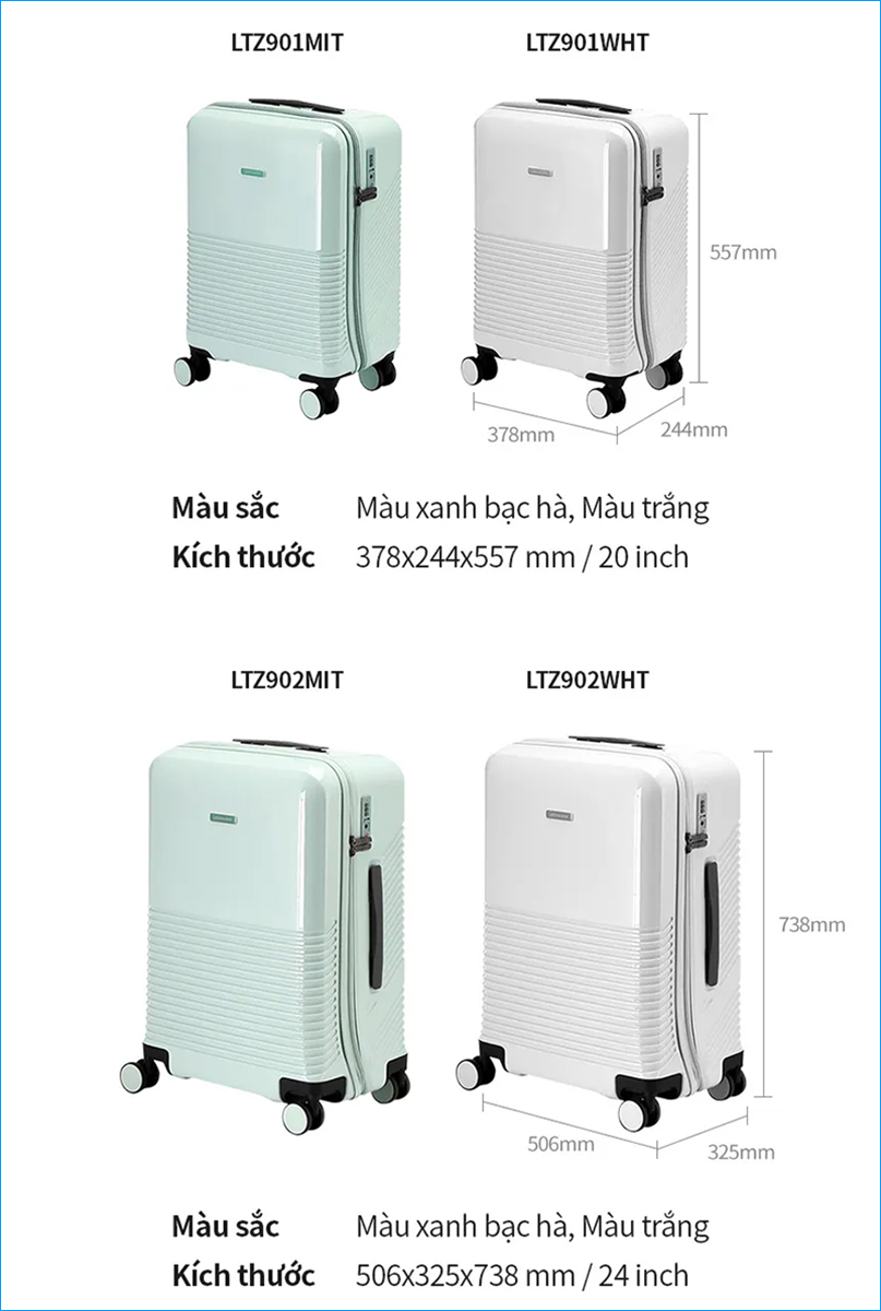 Vali Lock&Lock gây ấn tượng với thiết kế tinh tế, màu sắc thời thượng, phù hợp mọi phong cách