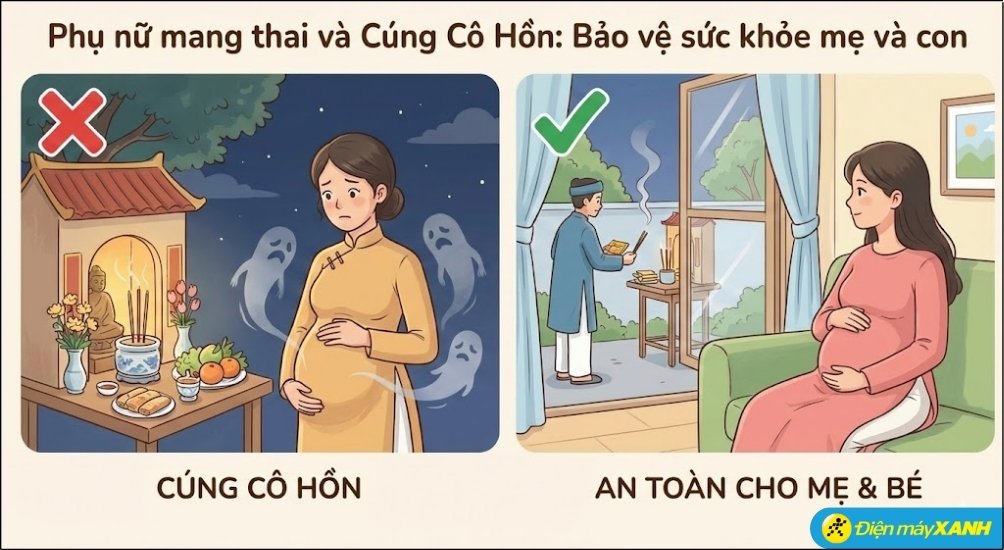 Phụ nữ mang thai không nên trực tiếp thực hiện cúng cô hồn