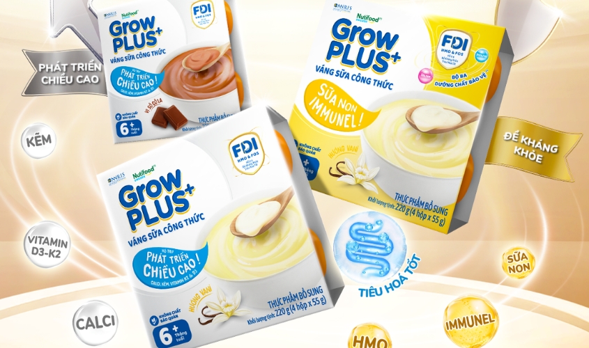 Váng sữa Nutifood có 2 hương vị vani và socola