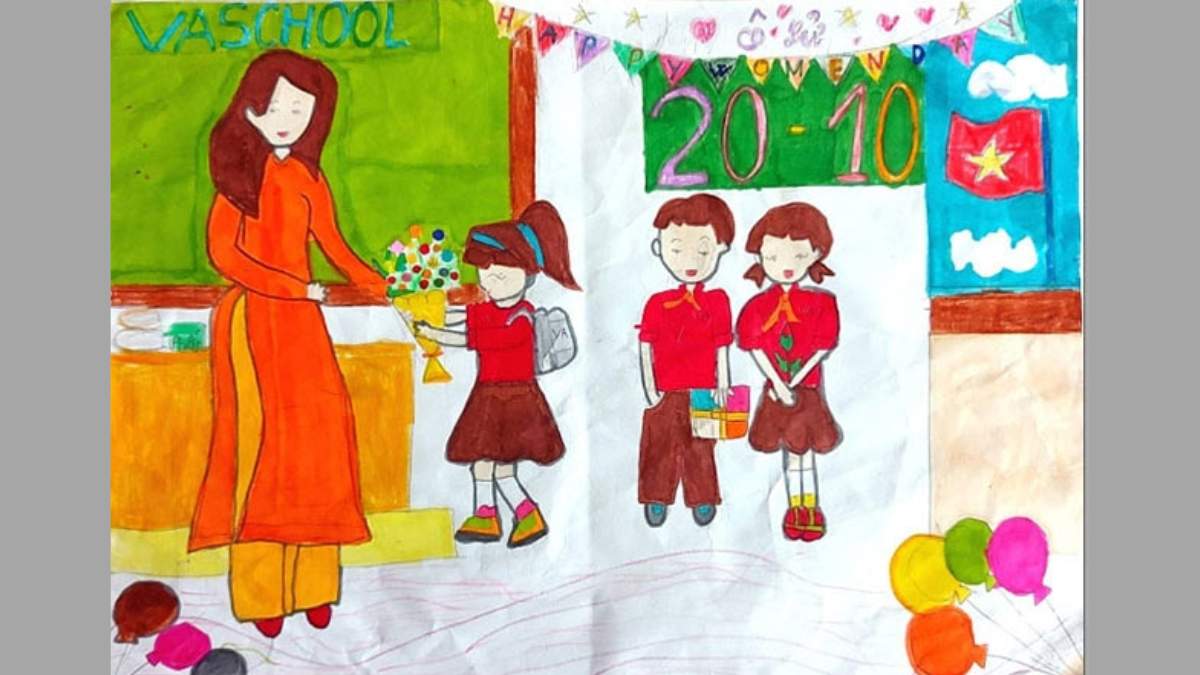 Ý tưởng 1: Vẽ tranh 20/10 tặng cô giáo