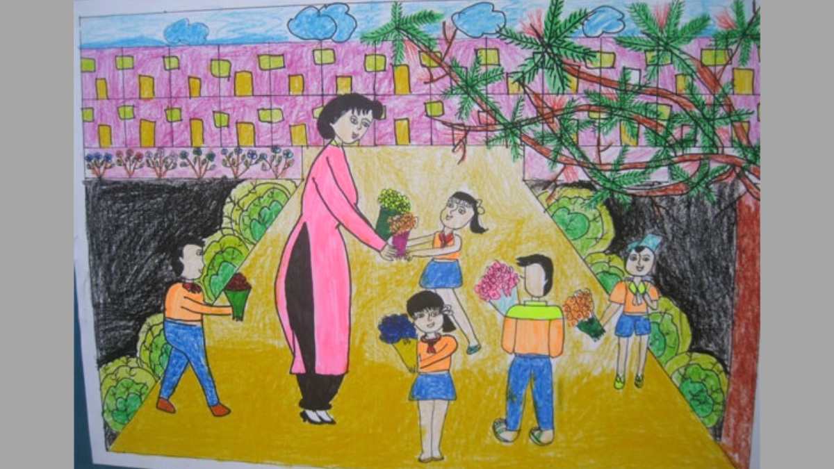Ý tưởng 1: Vẽ tranh 20/10 tặng cô giáo