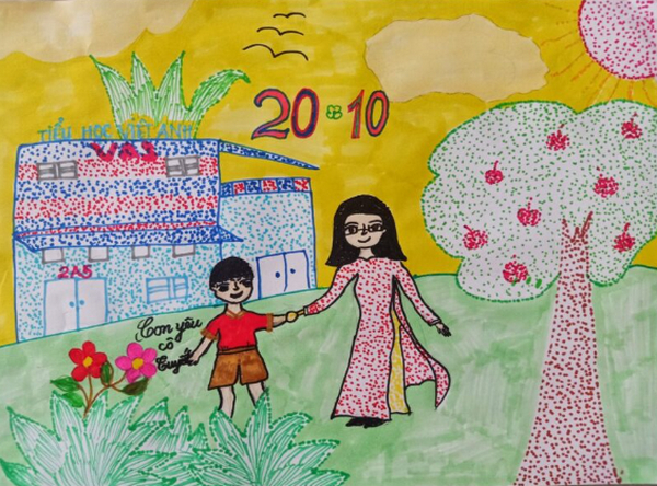 Ý tưởng 1: Vẽ tranh 20/10 tặng cô giáo