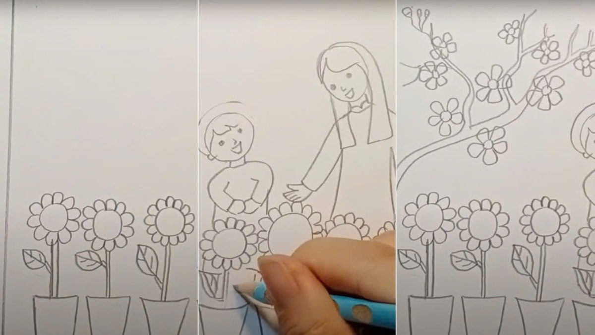 Bước 2: Phác họa bố cục rõ nét