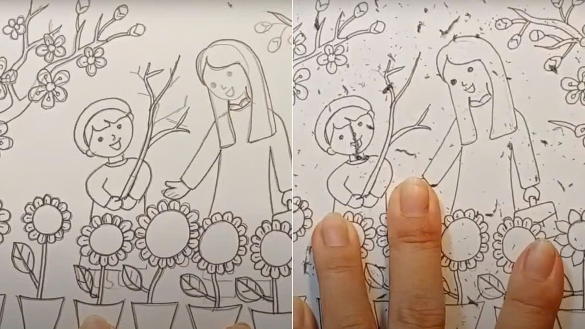 Bước 2: Phác họa bố cục rõ nét