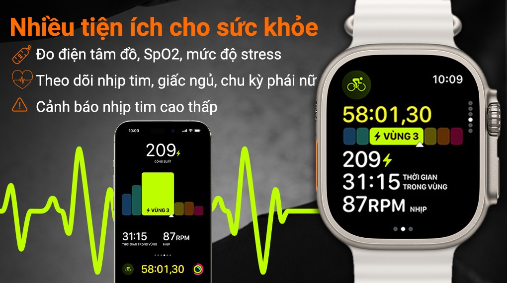 Apple Watch Ultra 2 GPS + Cellular 49mm viền Titanium dây Ocean sẽ nhắc nhở người đeo khi phát hiện nhịp tim đang quá cao hoặc quá thấp Apple Watch Ultra 2 GPS + Cellular 49mm viền Titanium dây Ocean sẽ nhắc nhở người đeo khi phát hiện nhịp tim đang quá cao hoặc quá thấp