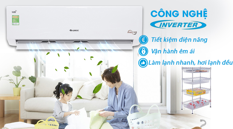 Máy lạnh Gree Wifi Inverter 2 HP GWC18BD-K6DNA1B trang bị màng lọc bảo vệ sức khoẻ, catechin trà xanh và carbon, mang lại không khí trong lành