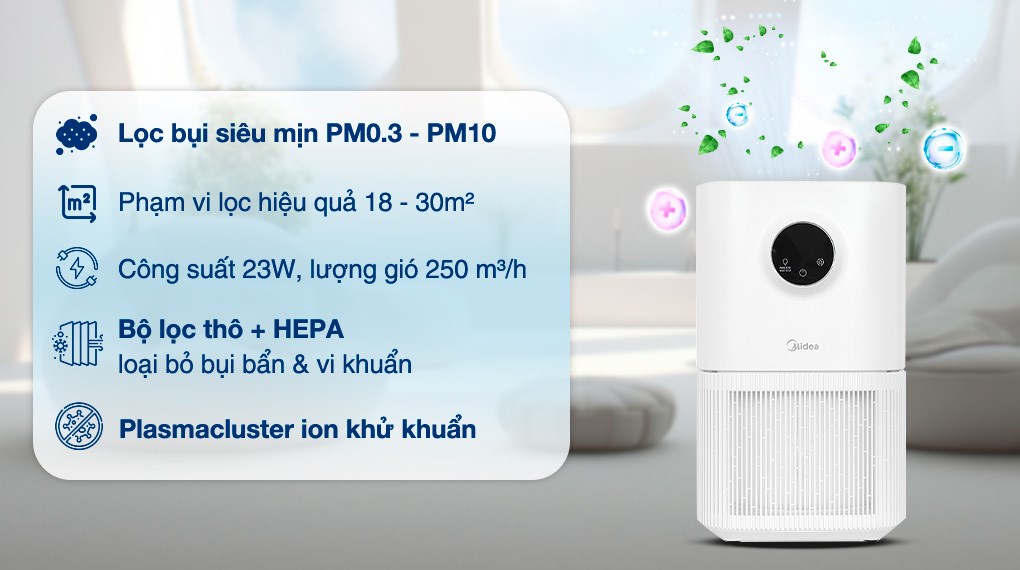 Máy lọc không khí Midea KJ300GVN 23W nâng cao chất lượng sống cho người cao tuổi