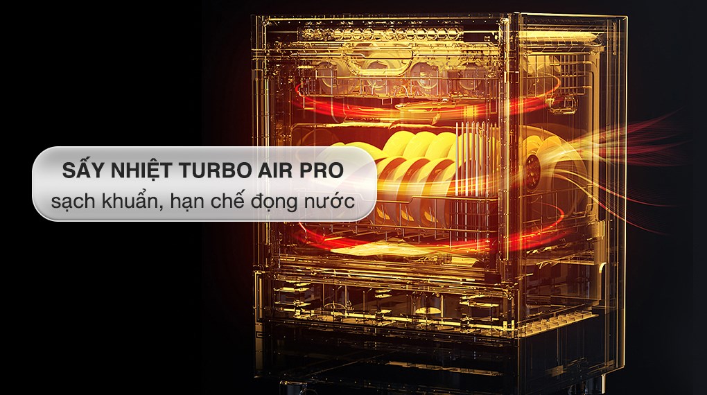 Hệ thống sấy Turbo Air Pro và đèn UV diệt khuẩn bảo vệ sức khỏe trên máy rửa chén Hafele