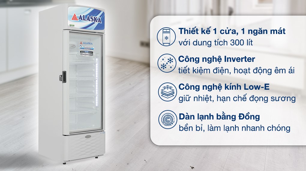 Tủ mát Alaska Inverter 300 lít LCI-300DX thiết kế tủ đứng kính Low-E chống đọng sương Tủ mát Alaska Inverter 300 lít LCI-300DX thiết kế tủ đứng kính Low-E chống đọng sương