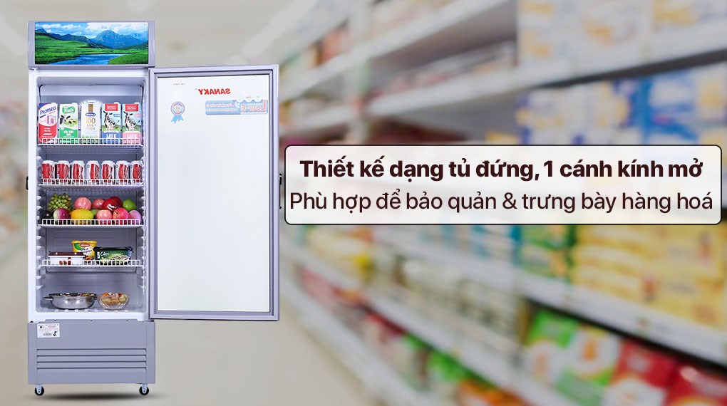 Tủ mát Sanaky 290 lít TM.VH358KL 1 cánh nhỏ gọn vận hành ổn định cho cửa hàng tạp hóa