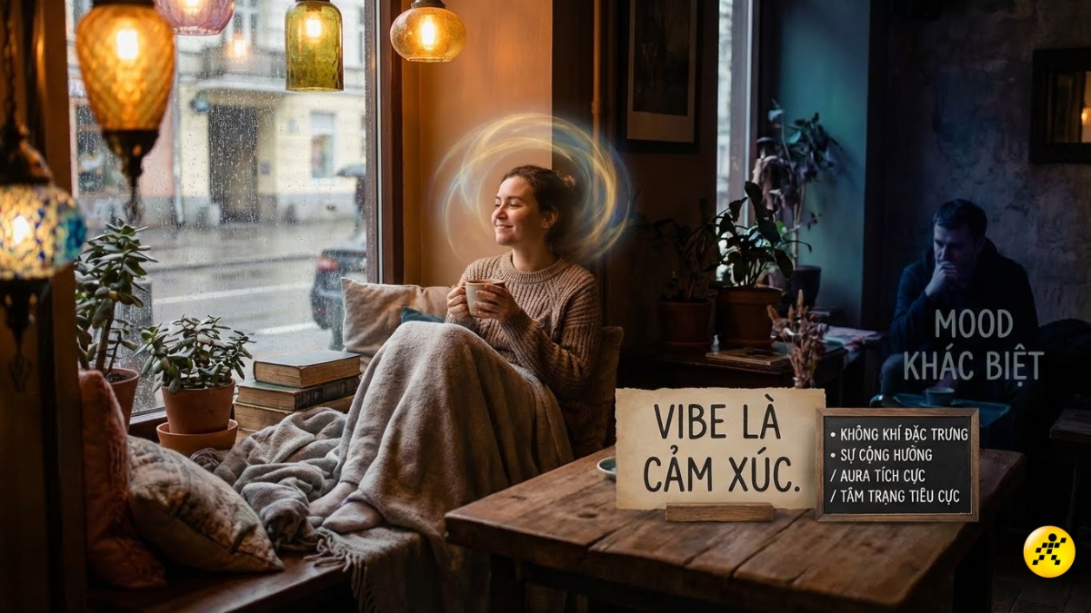 Vibe l&agrave; cảm gi&aacute;c, t&acirc;m trạng hoặc bầu kh&ocirc;ng kh&iacute; tổng thể được tạo ra