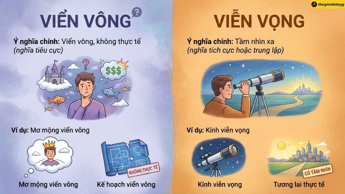 Ph&acirc;n biệt "viển v&ocirc;ng" v&agrave; "viễn vọng"