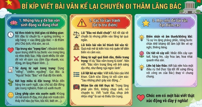 Những lưu ý và lỗi cần tránh khi viết bài văn kể lại chuyến đi thăm lăng Bác