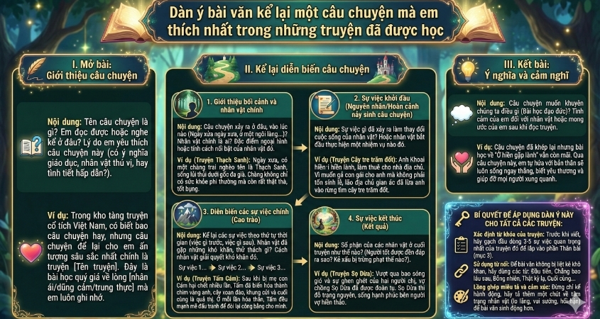 Dàn ý bài văn kể lại một câu chuyện mà em thích