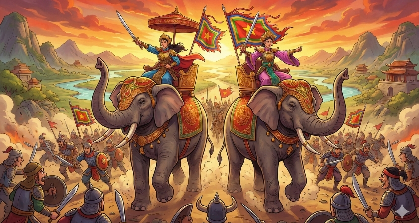 Hai Bà Trưng có tên thật là Trưng Trắc, Trưng Nhị