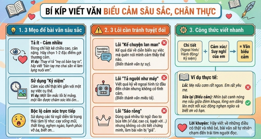 Những lưu ý và lỗi cần tránh khi viết bài văn biểu cảm