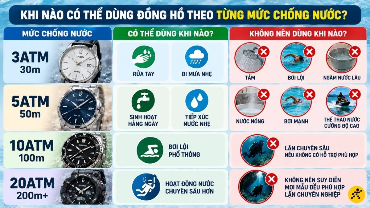 Các mức Water Resistance Các mức Water Resistance