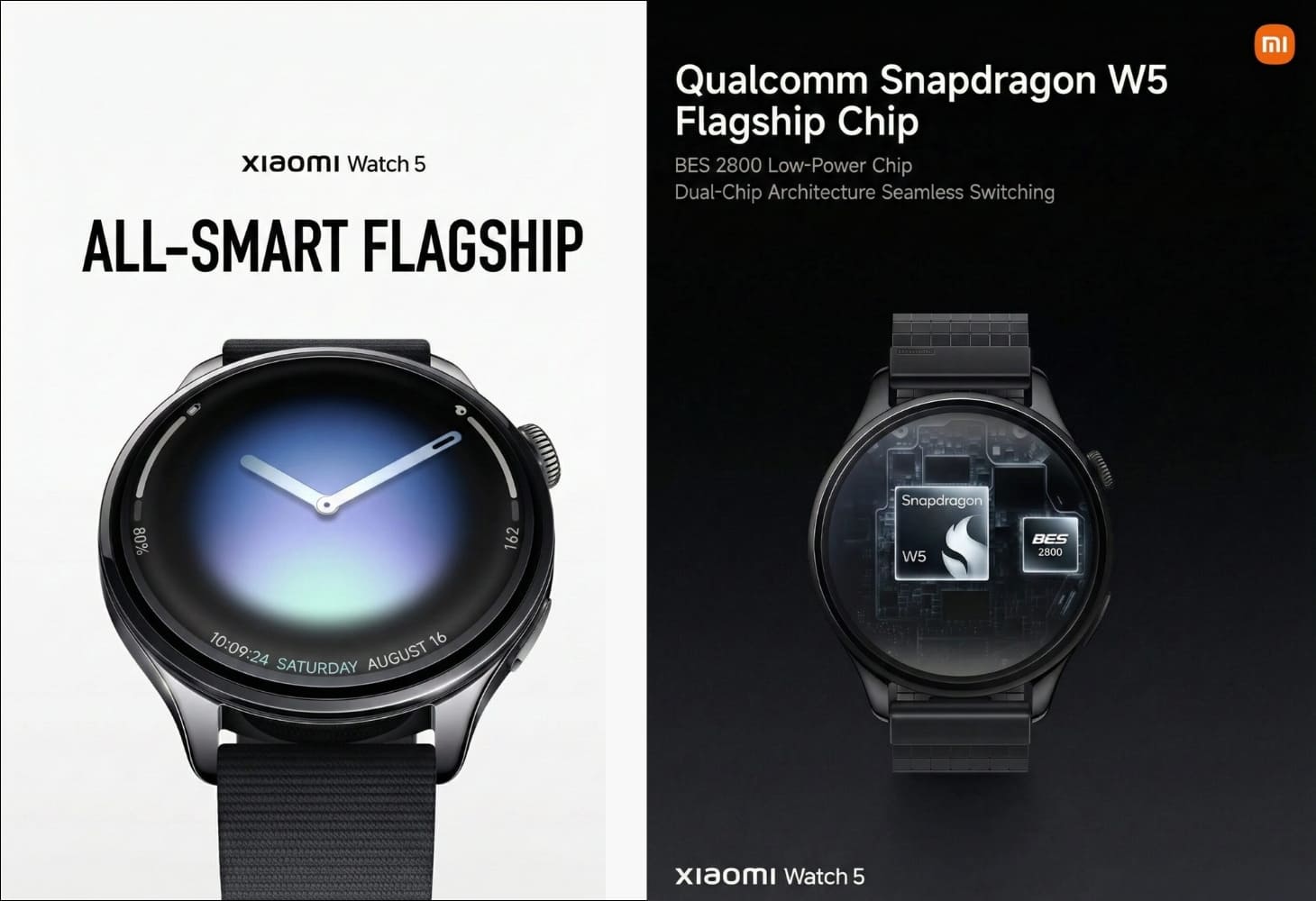 Xiaomi Watch 5 sở hữu sức mạnh hiệu năng từ Snapdragon W5